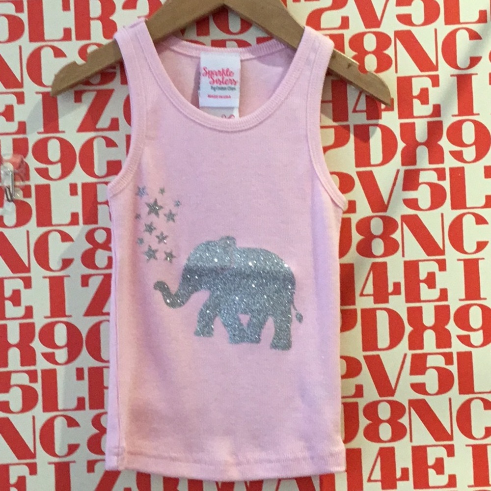 Sparkle Sisters Glitter Elephant Tank, NEW WITH TAGS